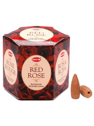 Благовония-конусы стелющийся дым Red Rose backflow incense cones (Красная Роза), 40 шт, HEM